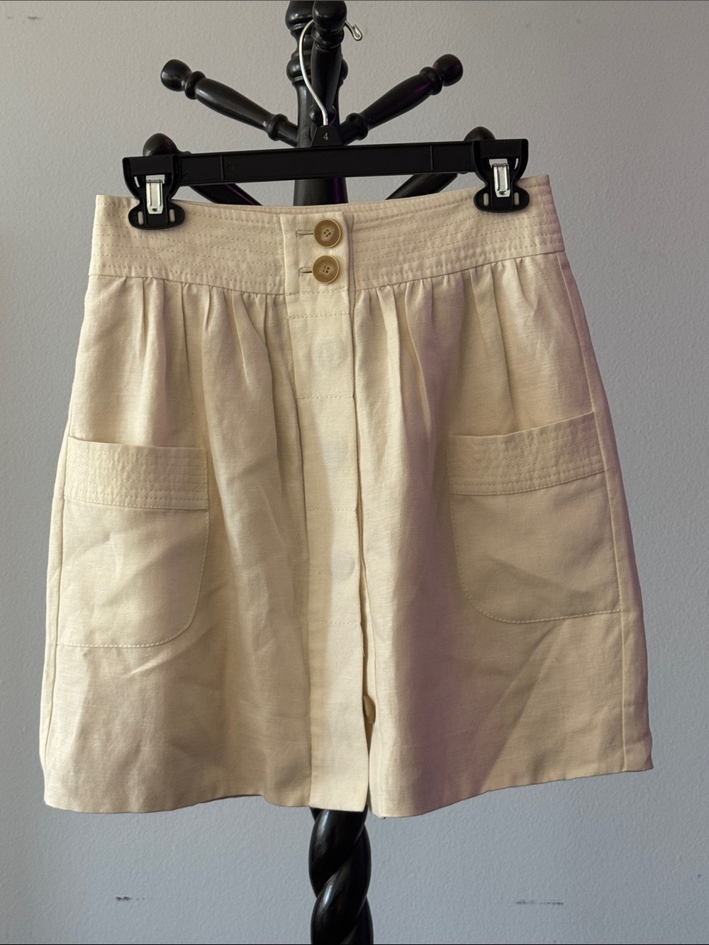 J. Crew Cream A-Line Mini Skirt with Front Pockets